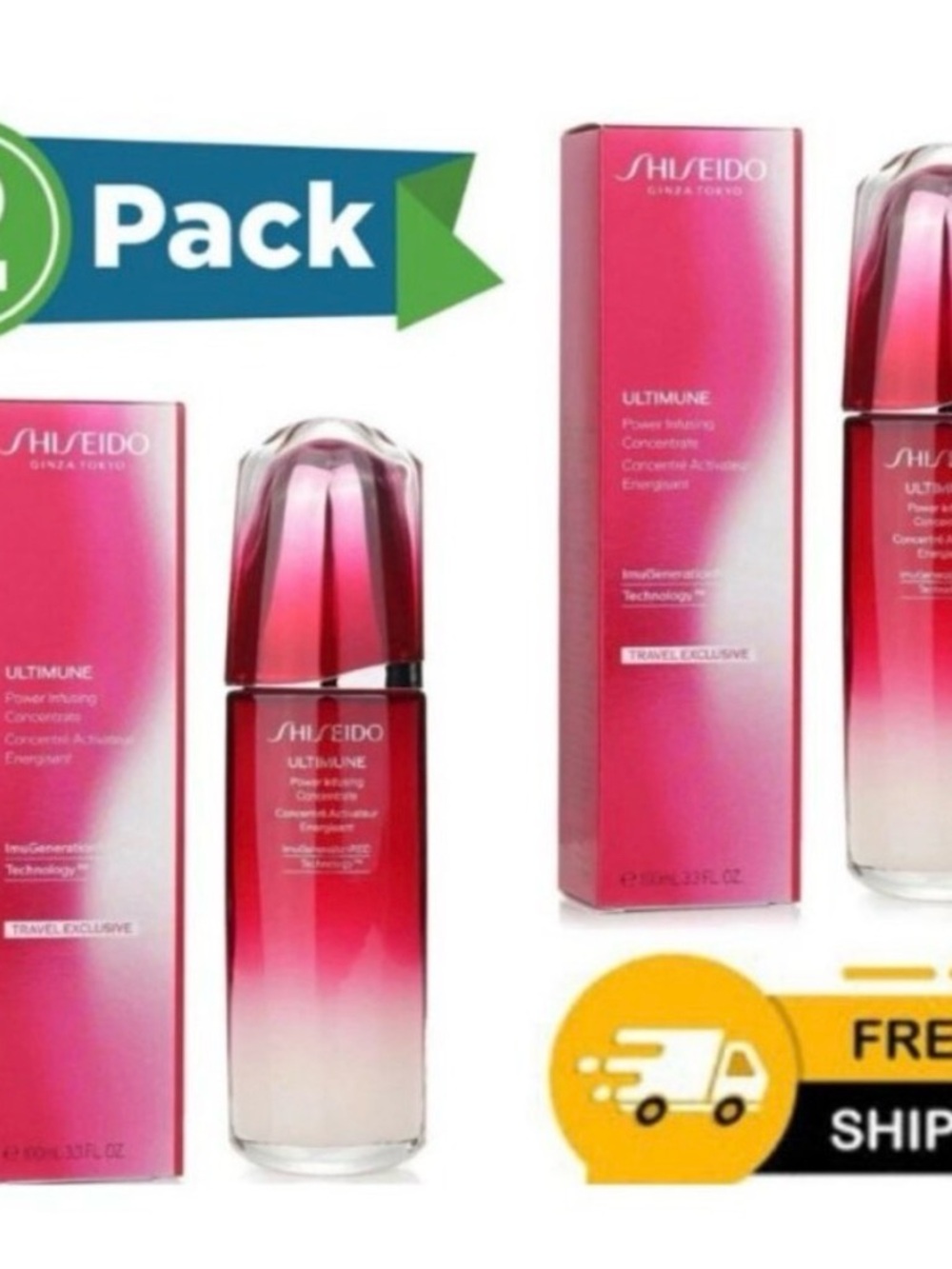 Shiseido Ultimune Serum Set in Pink and White Ombre